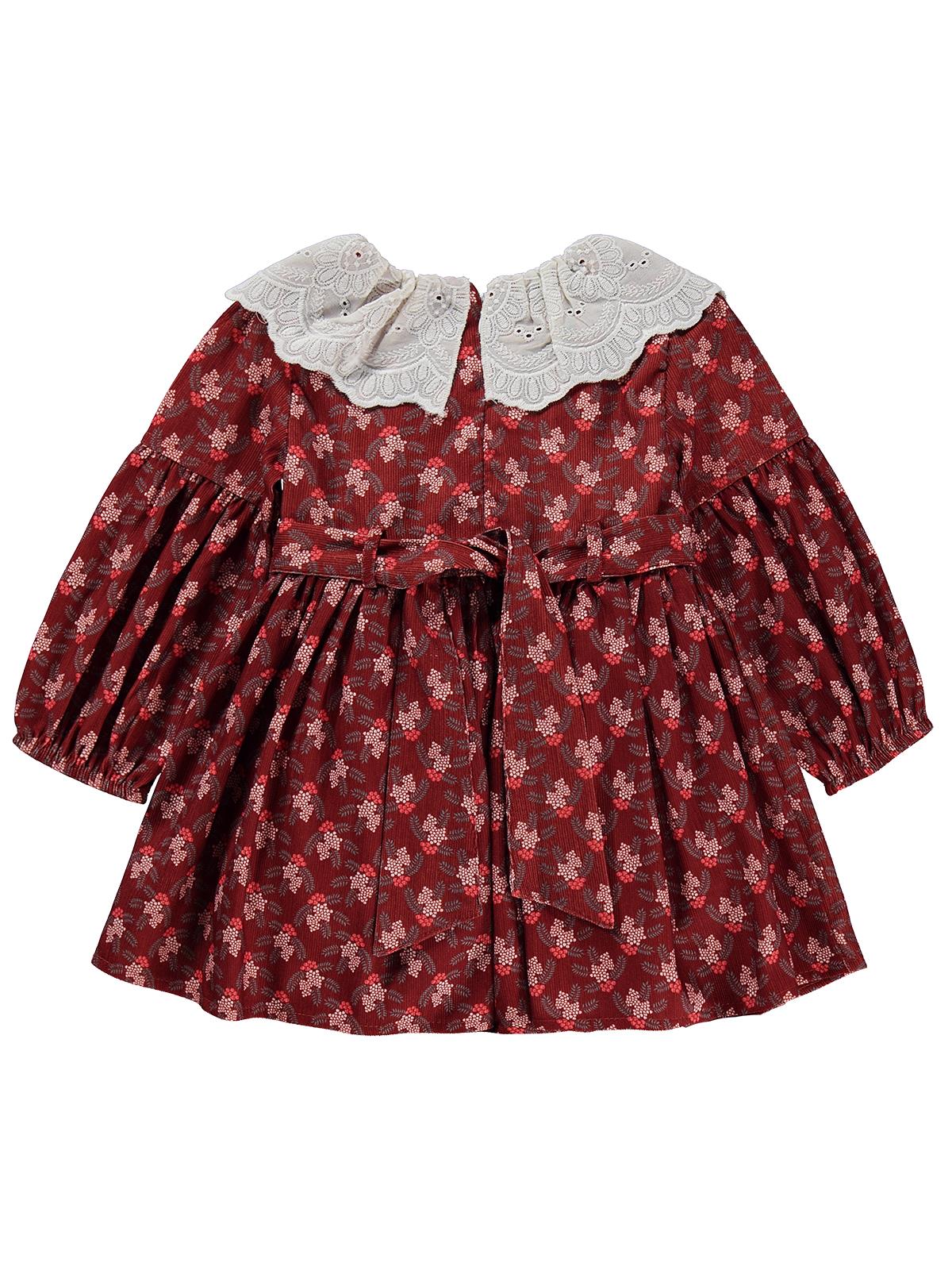 Obelia Dantel Yaka Kolları Lastikli 2-5 Yaş Elbise - Turuncu