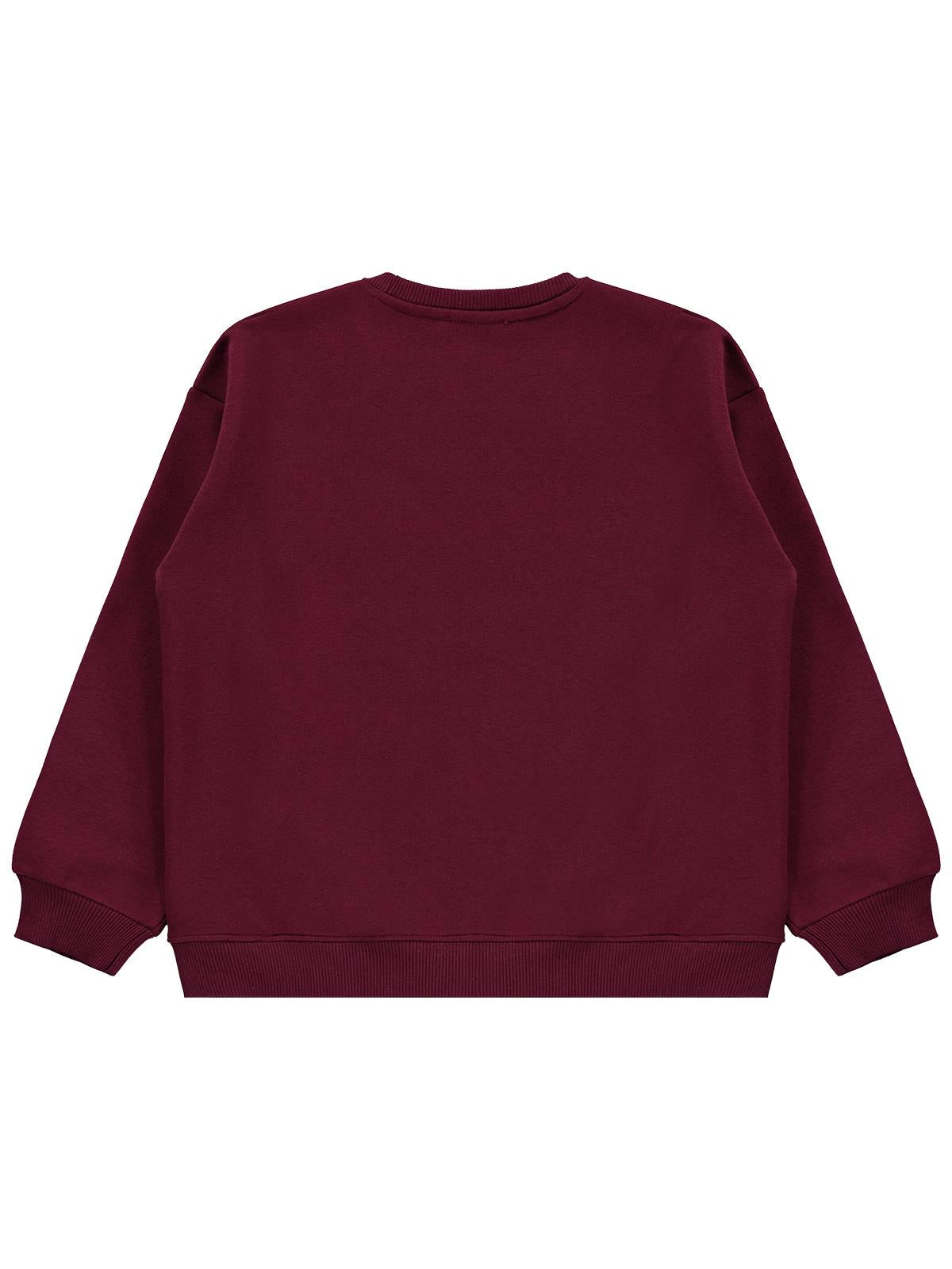 Civil Kız Çocuk Belleville Sweatshirt | 3 İp Uzun Kol Bisiklet Yaka | Okul Kreş ve Günlük Kullanım - Bordo