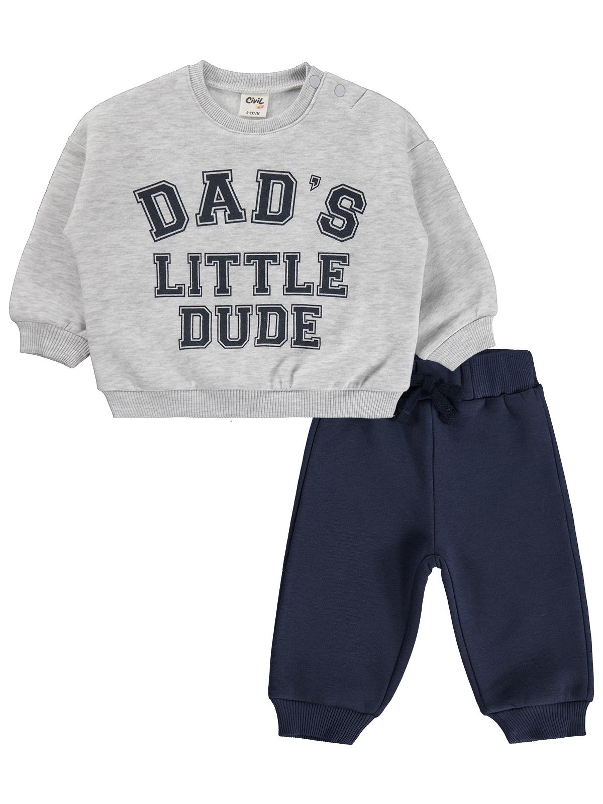 Civil Baby Dad's Little Dude 6-18 Ay Takım - Karmelanj-Koyu İndigo