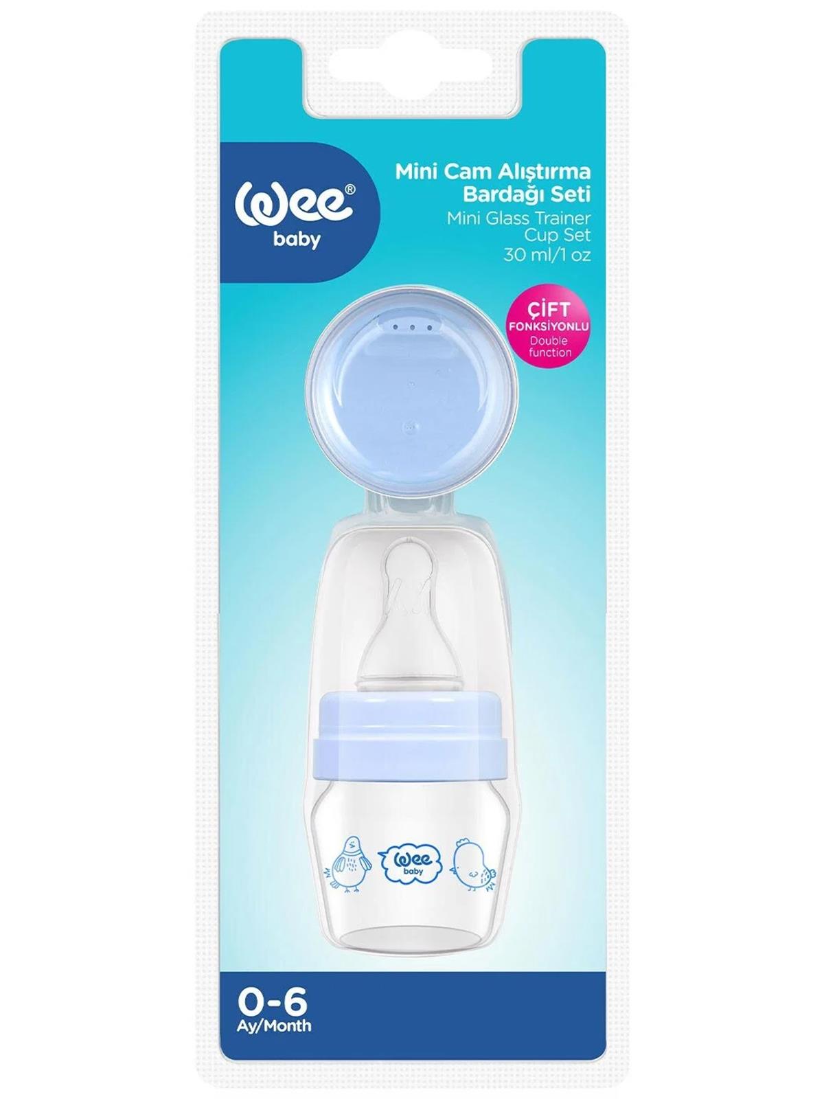 Wee Baby Mını Cam Alıstırma Bardagı Setı 30 Ml. - Mavi