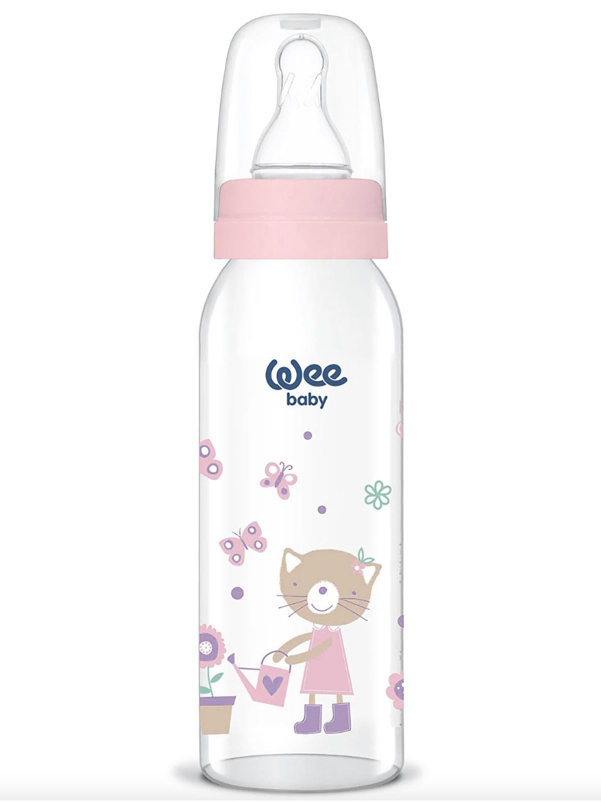 Wee Baby Sılıkon Klasık Kıraz Uclu Cam Bıberon 250 ml - Pembe