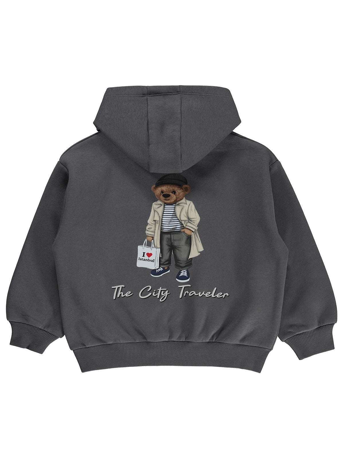 Civil Boys Kapüşonlu İstanbul Baskılı 6-9 Yaş Sweatshirt - Gri