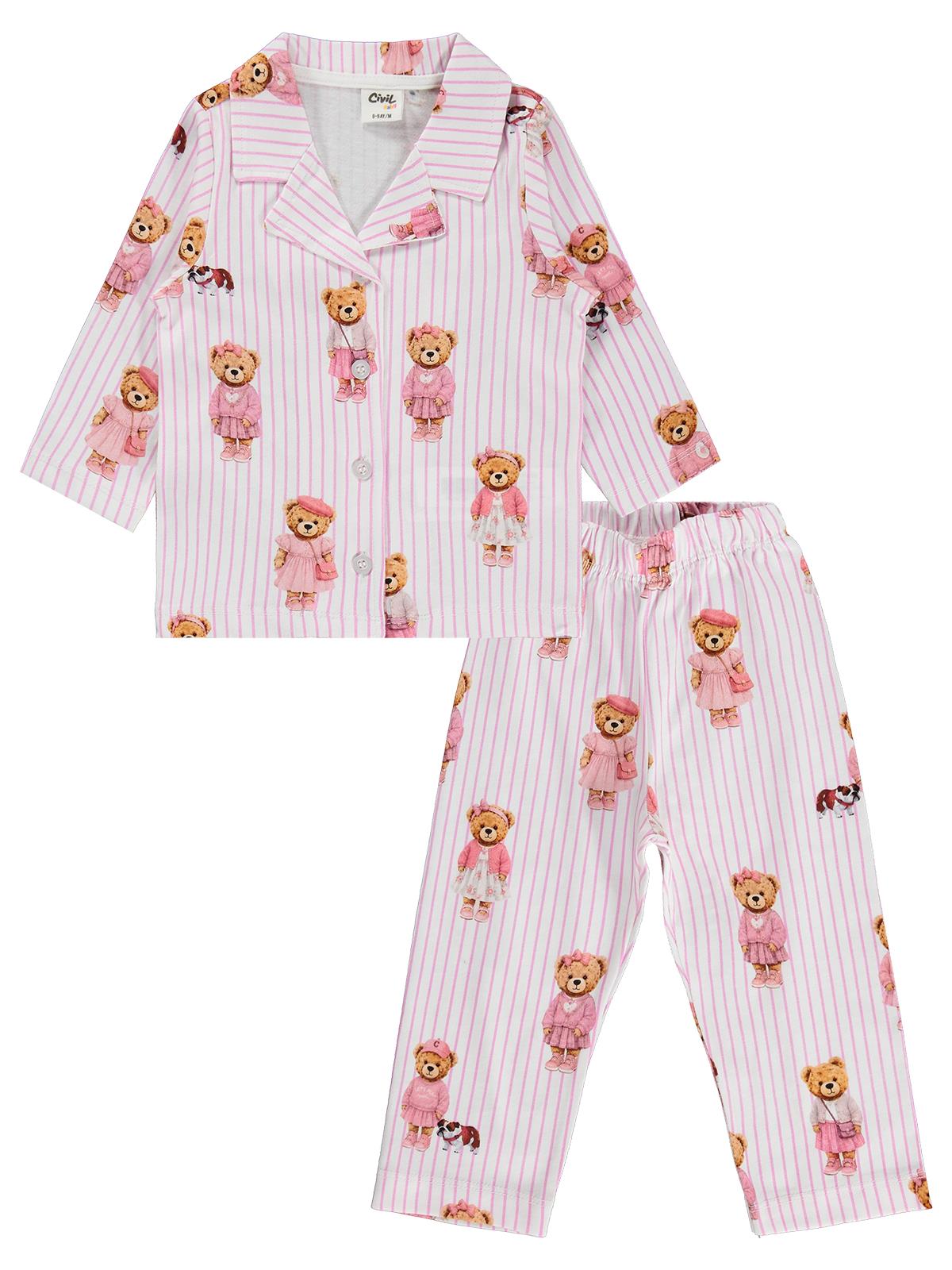 Civil Baby Ayıcık Baskılı 6-18 Ay Pijama Takımı - Pembe