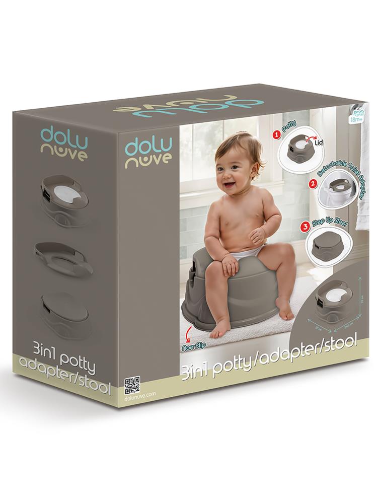 Dolu Nuve 3 in 1 Lazımlık Adaptör Basamak - Gri