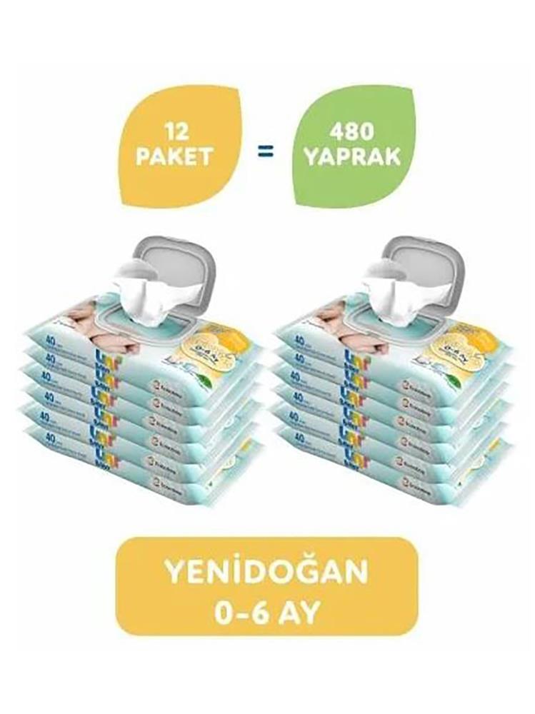Uni Baby Yenidoğan 12'li Islak Mendil 480 Yaprak