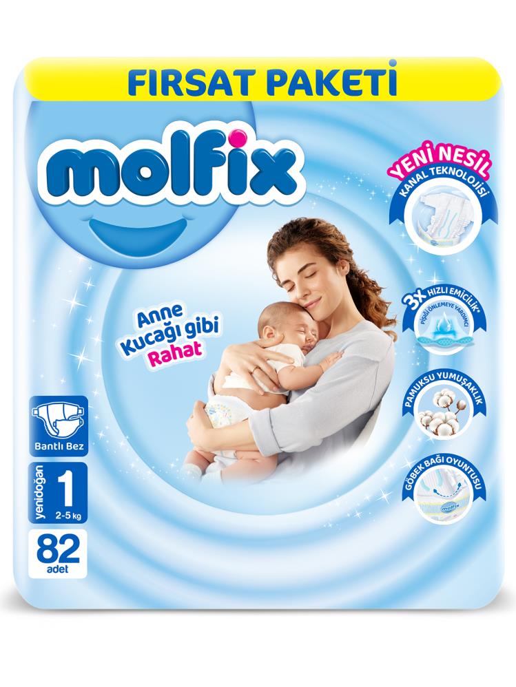 Molfix Bebek Bezi Fırsat Paketi Yenidoğan 1 Beden 82 Adet
