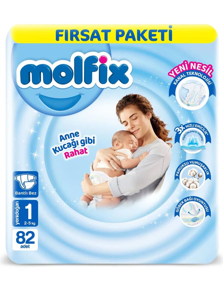 Molfix Bebek Bezi Fırsat Paketi Yenidoğan 1 Beden 82 Adet