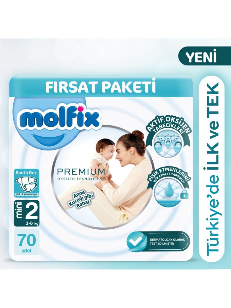 Molfıx Premium Bebek Bezi Mini Fırsat Paketi 70 Adet 2 Numara