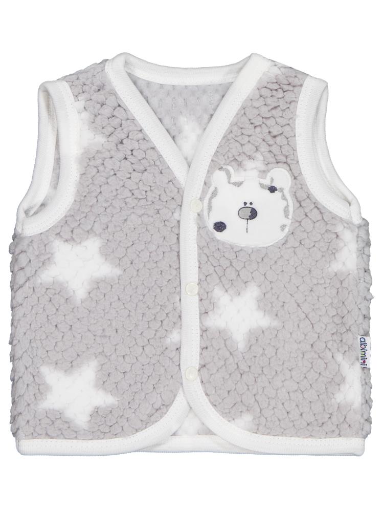 Minidamla Ayı Nakışlı 1-9 Ay Yelek - Gri