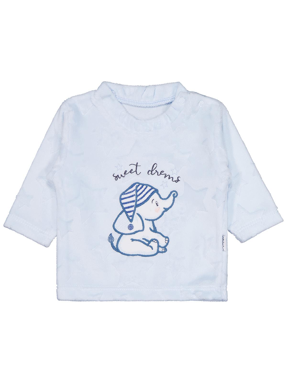 Minidamla Filli Nakış Patikli 2Li 1-6 Ay Pijama Takımı - Mavi