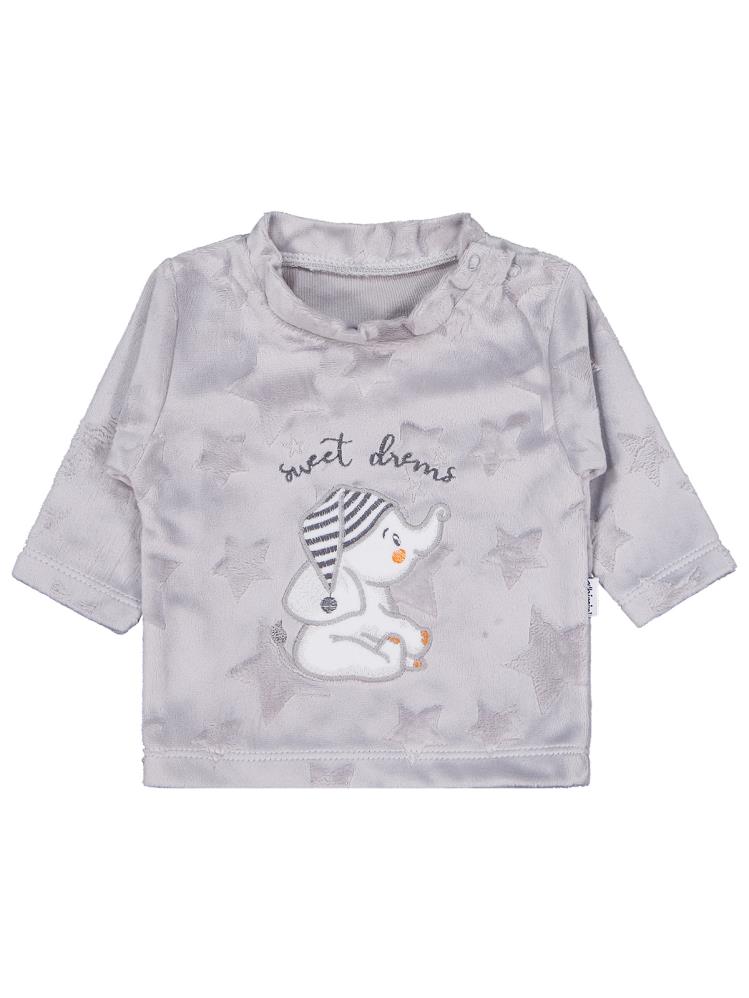 Minidamla Filli Nakış Patikli 2Li 1-6 Ay Pijama Takımı - Gri