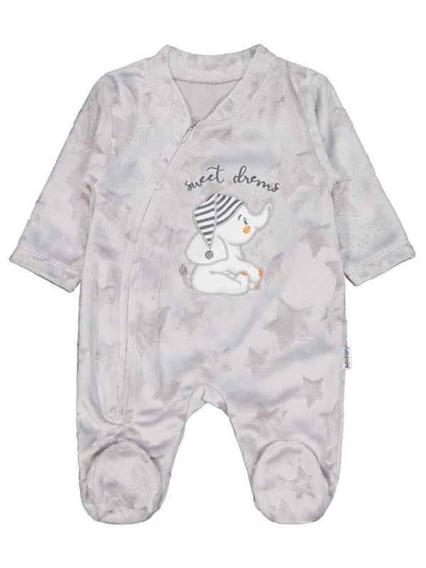 Minidamla Filli Nakış Fermuarlı 1-6 Ay Tulum - Gri