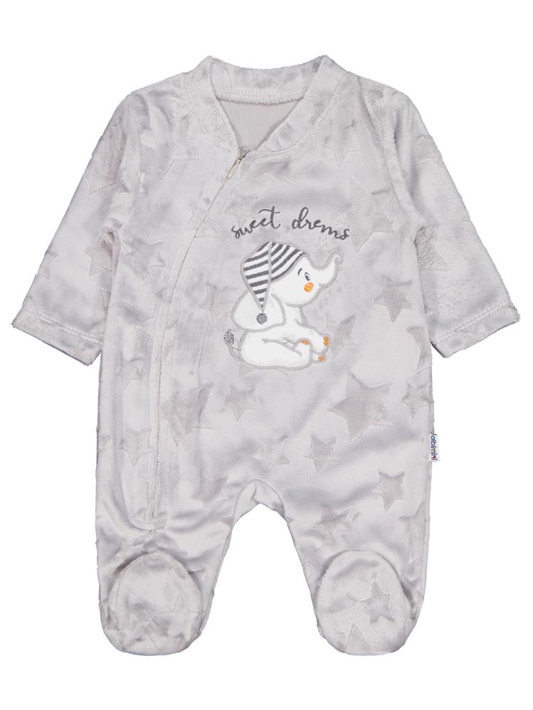 Minidamla Filli Nakış Fermuarlı 1-6 Ay Tulum - Gri