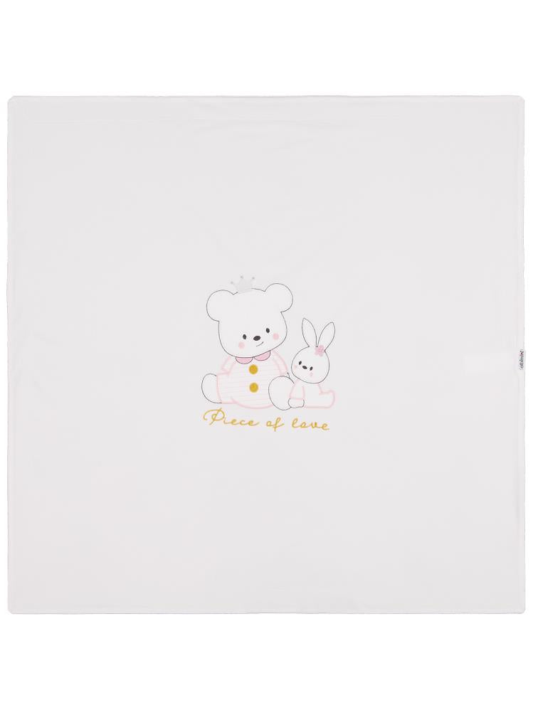 Minidamla Kız Ayı Tavşan Nakış Battaniye - Ekru