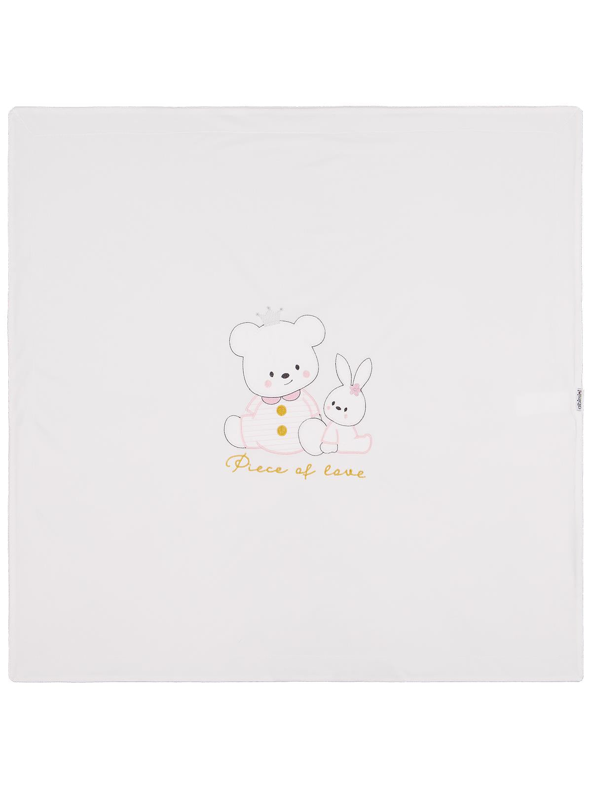 Minidamla Kız Ayı Tavşan Nakış Battaniye - Ekru