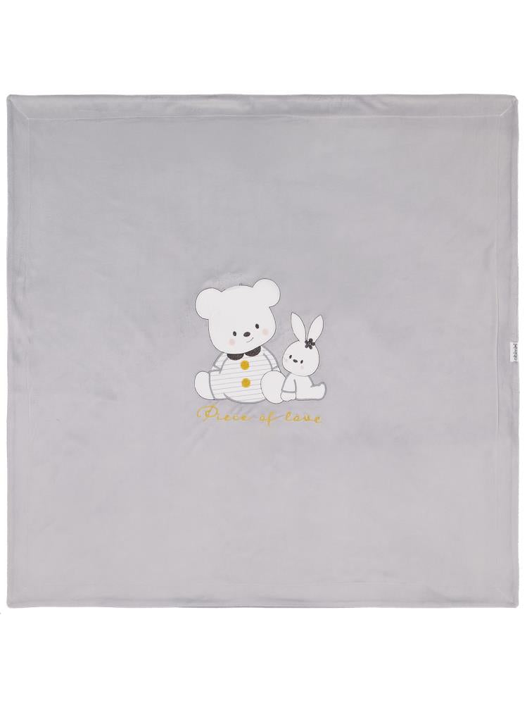 Minidamla Kız Ayı Tavşan Nakış Battaniye - Gri