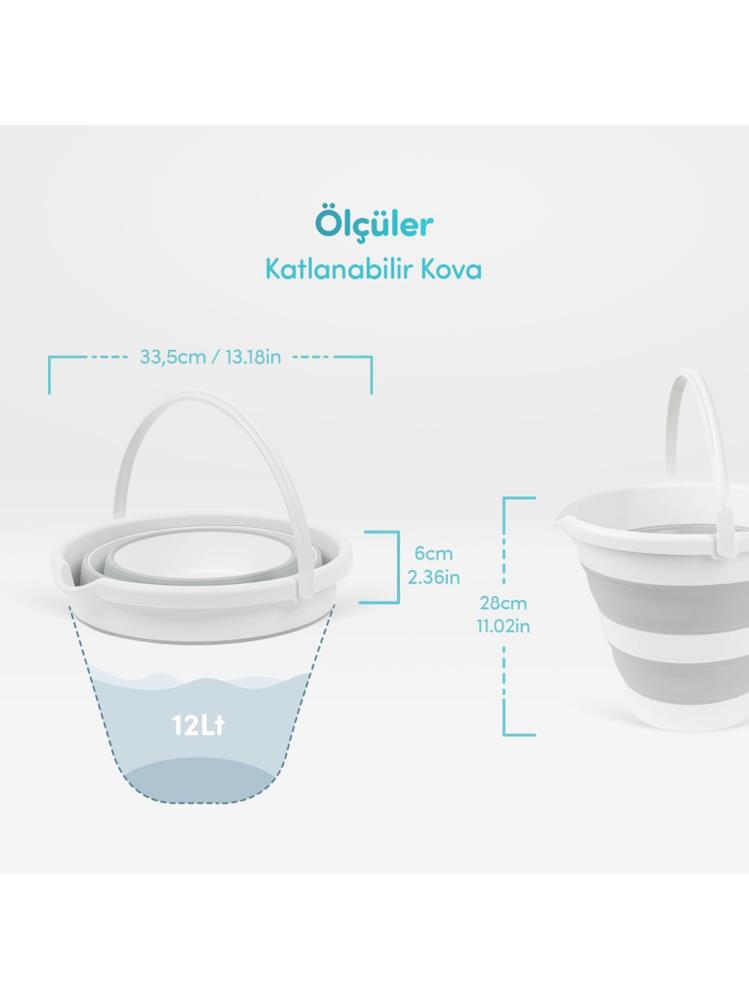 Sevi Bebe 5'li Katlanabilir Bebek Banyo Seti - Gri