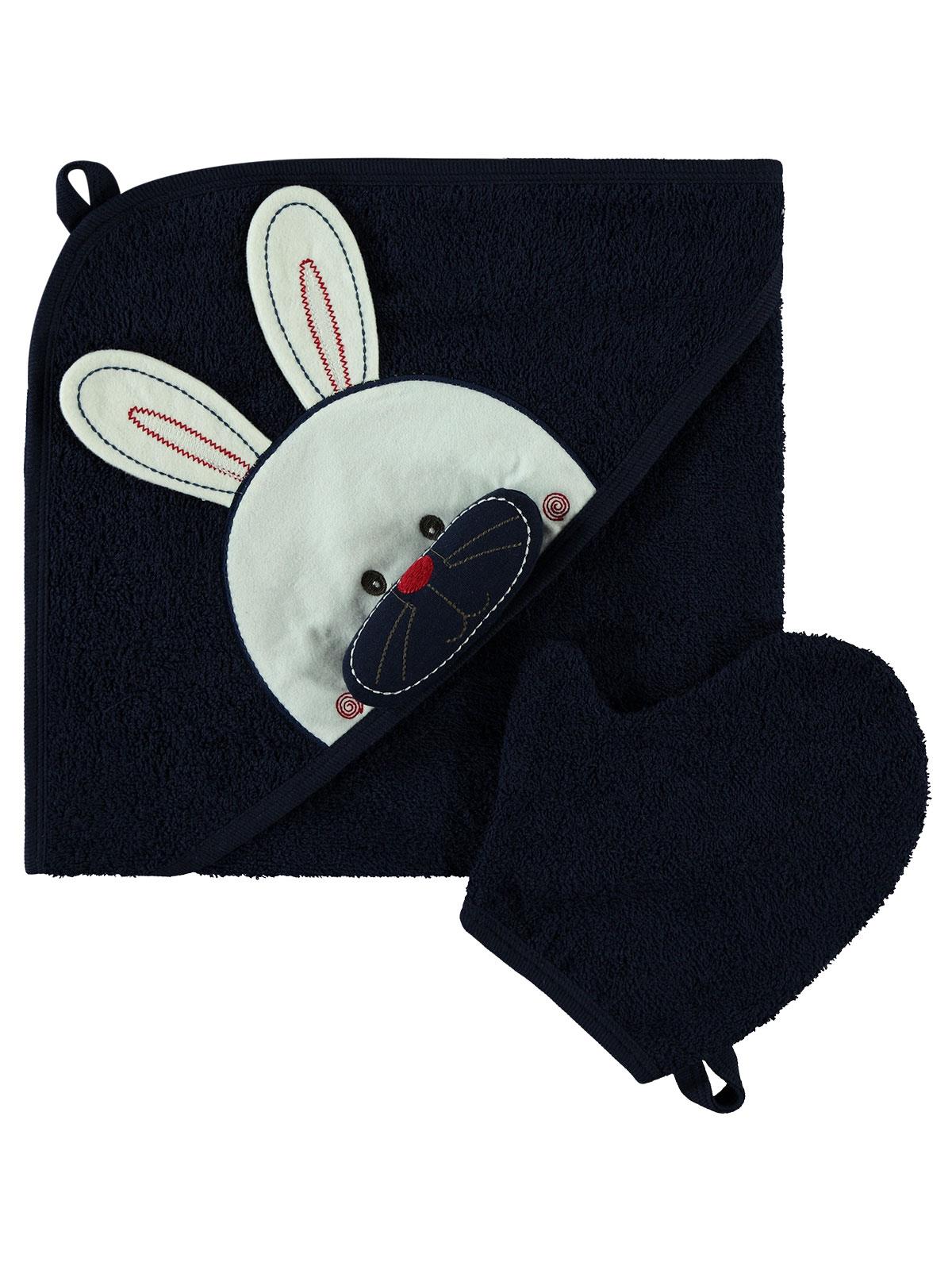 Mınıdamla Tavsan Nakıslı 3 Boyutlu Havlu - Lacivert