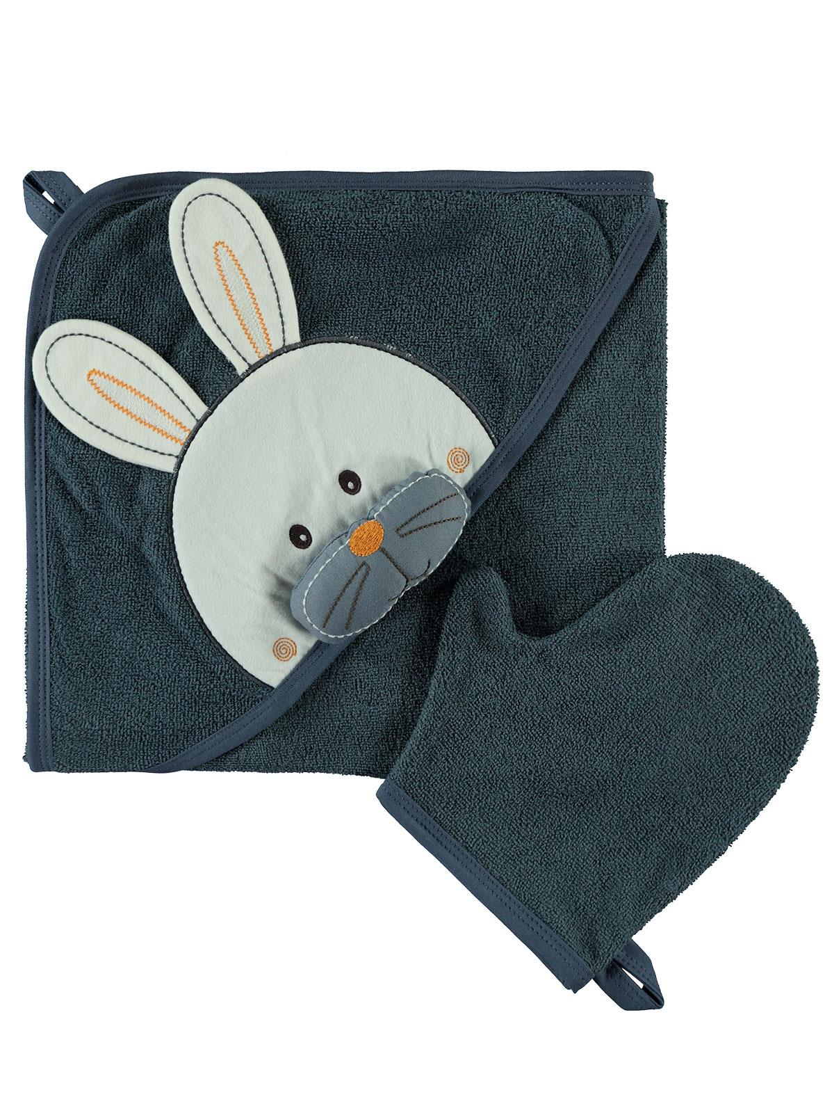 Mınıdamla Tavsan Nakıslı 3 Boyutlu Havlu - Gri