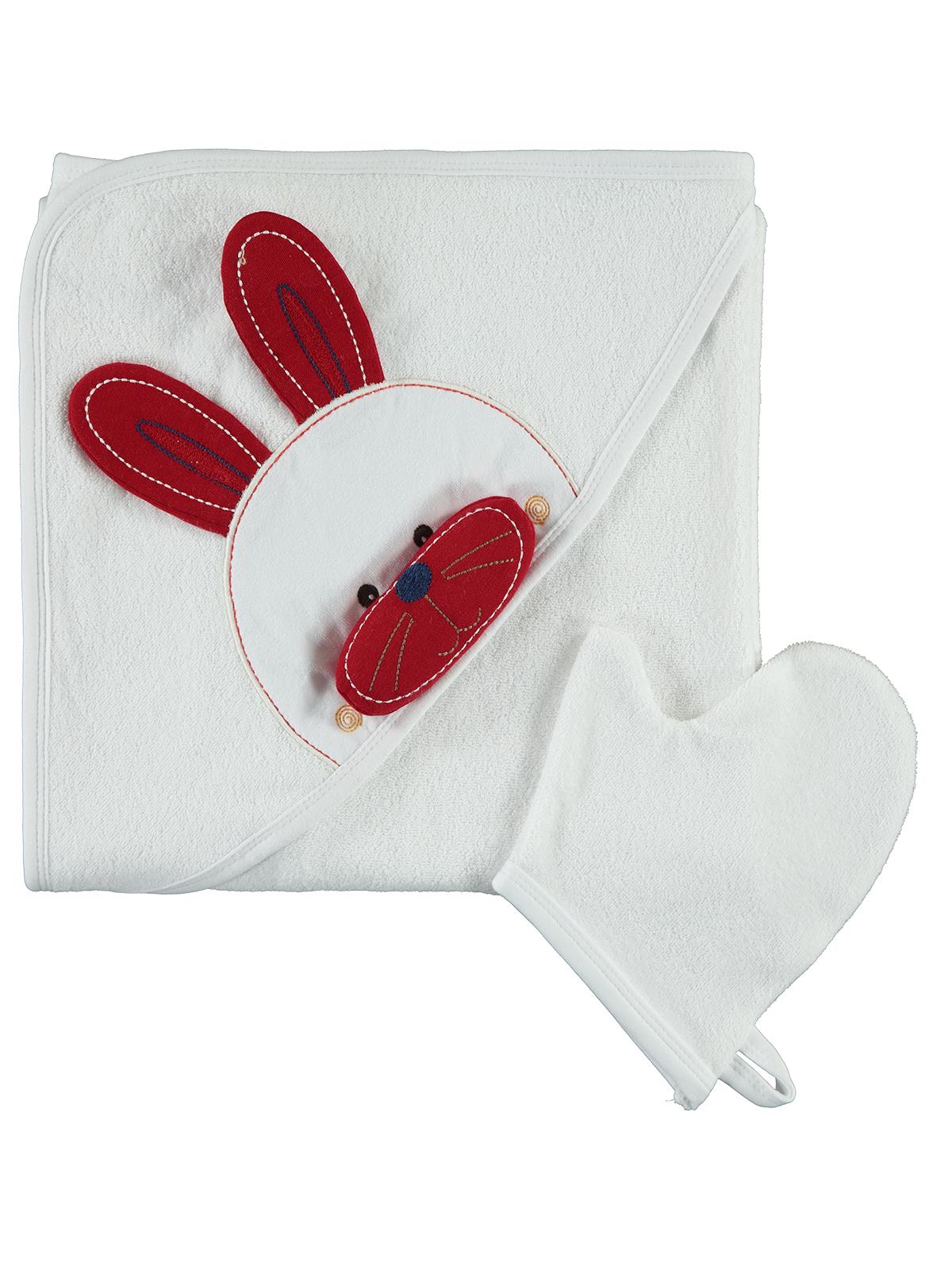 Mınıdamla Tavsan Nakıslı 3 Boyutlu Havlu - Kırmızı