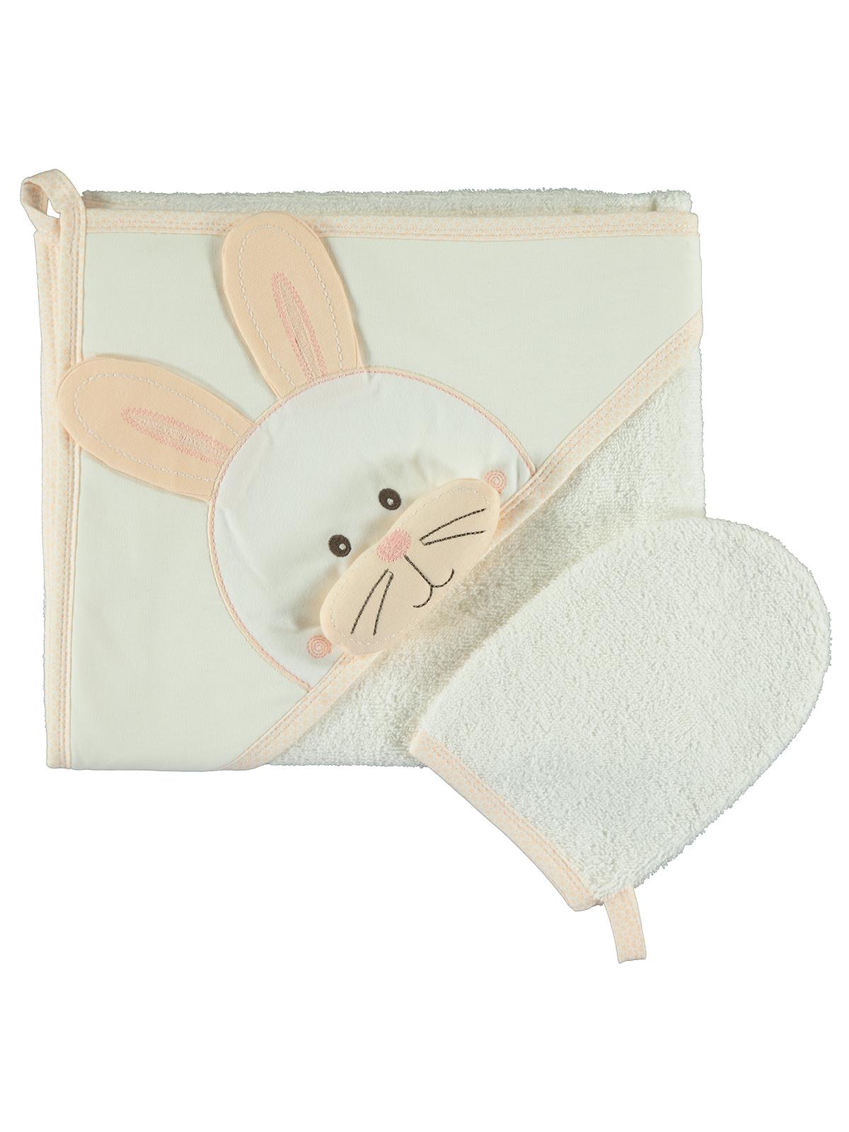 Mınıdamla Tavsan Nakıslı 3 Boyutlu Havlu - Ekru