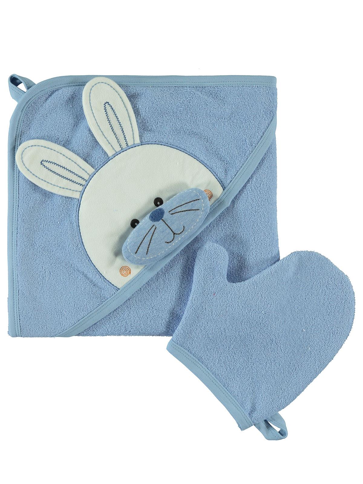 Mınıdamla Tavsan Nakıslı 3 Boyutlu Havlu - Mavi