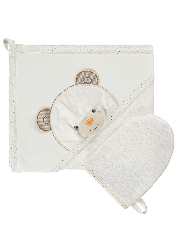 Minidamla Keseli Ayılı Kurulama Havlusu - Ekru