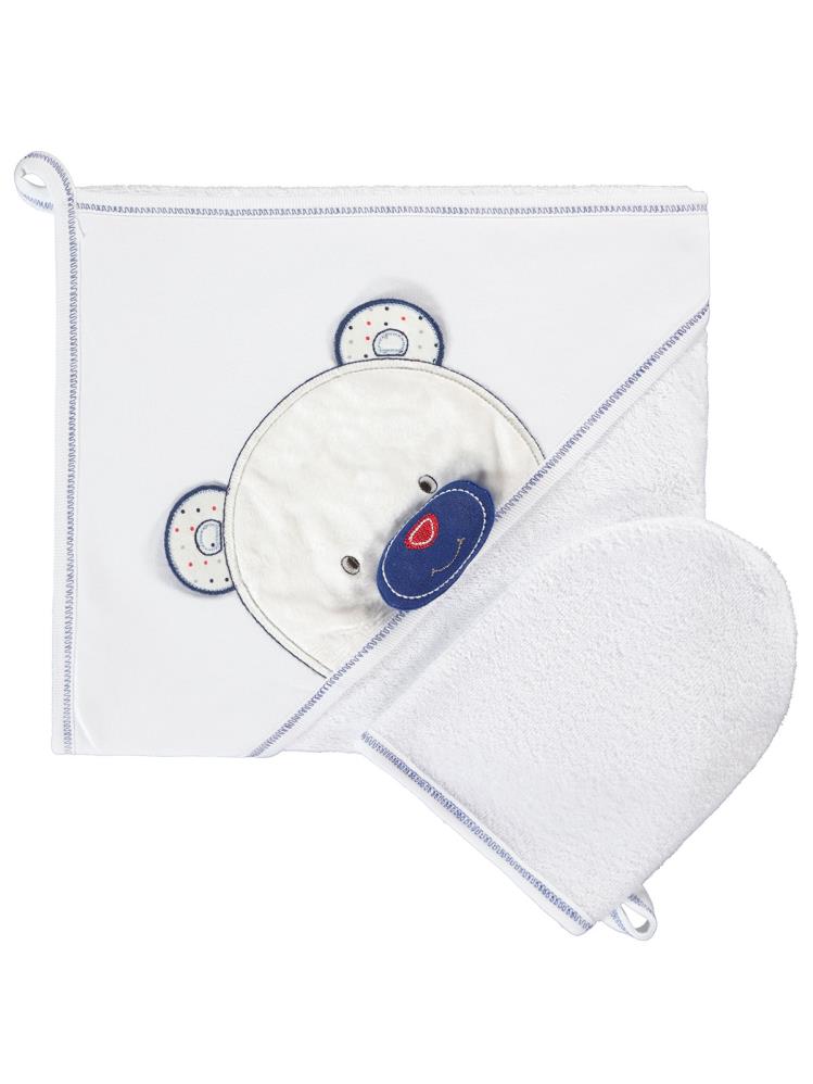 Minidamla Keseli Ayılı Kurulama Havlusu - Beyaz