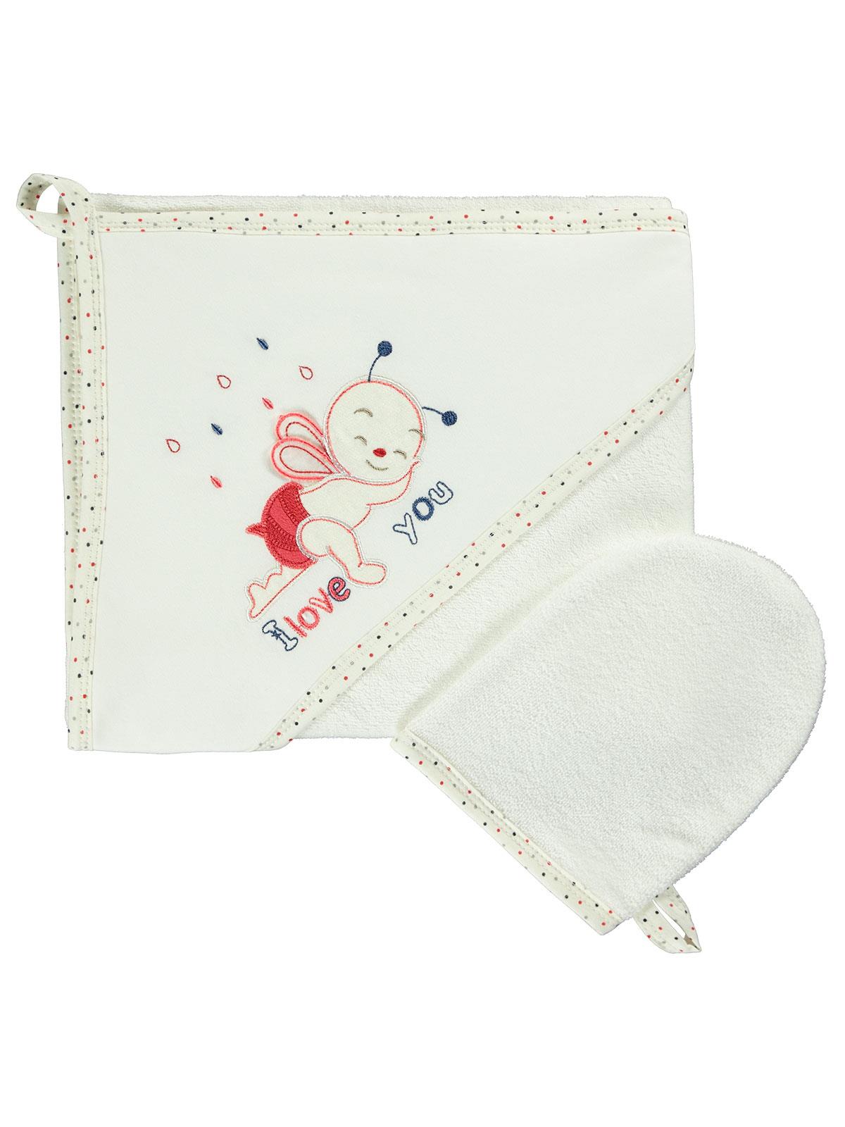 Mınıdamla Arı Nakslı Kurulama Keselı Havlu - Ekru