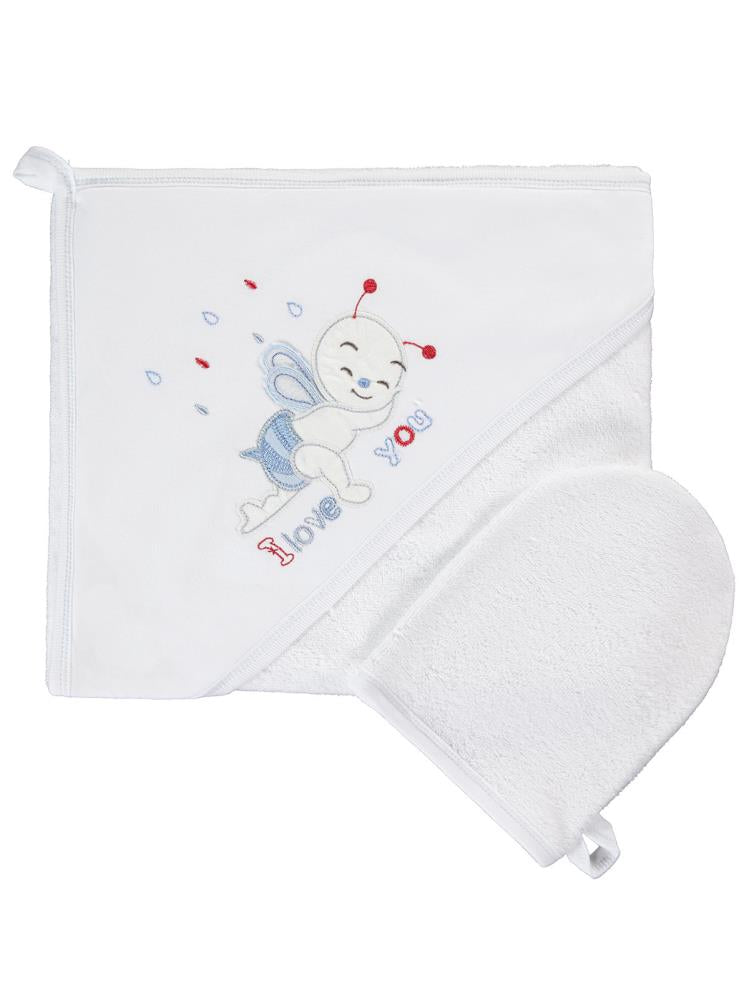 Mınıdamla Arı Nakslı Kurulama Keselı Havlu - Beyaz