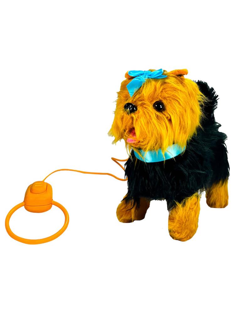 Vardem Peluş Tasmalı Yürüyen Mavi Fiyonklu Köpek
