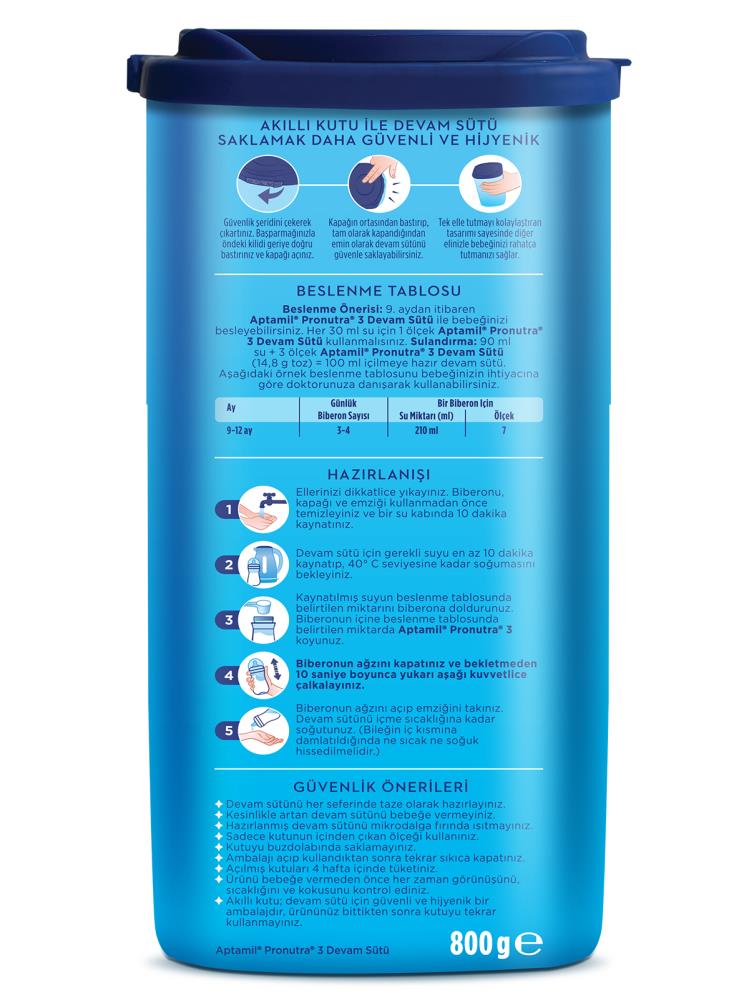 Aptamil 3 Devam Sütü 800 g 9-12 Ay Akıllı Kutu