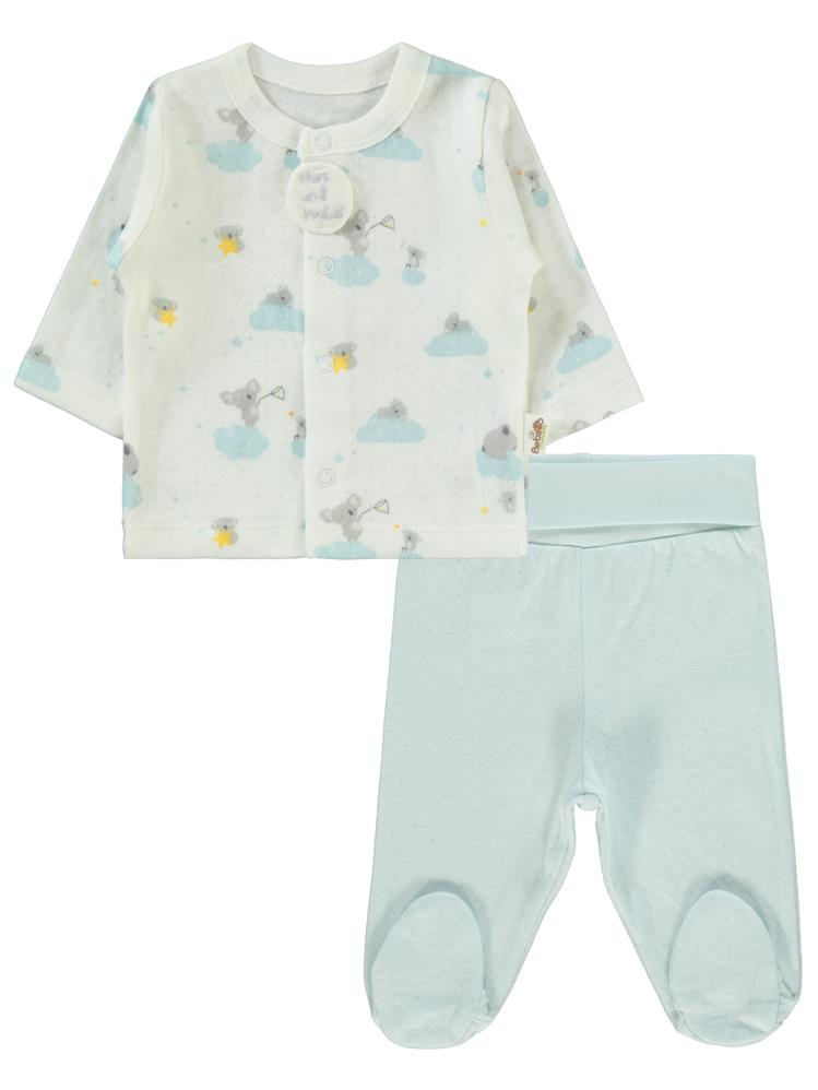 Bebetto Organic Stars and Koalas 1-6 Ay Pijama Takımı - Mavi