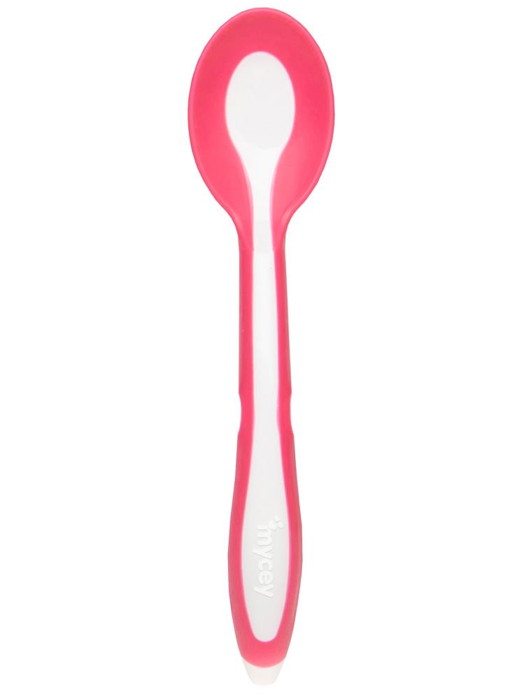 Mycey Taşıma Kutulu Mama Kaşığı-Yumuşak Uçlu - Pembe