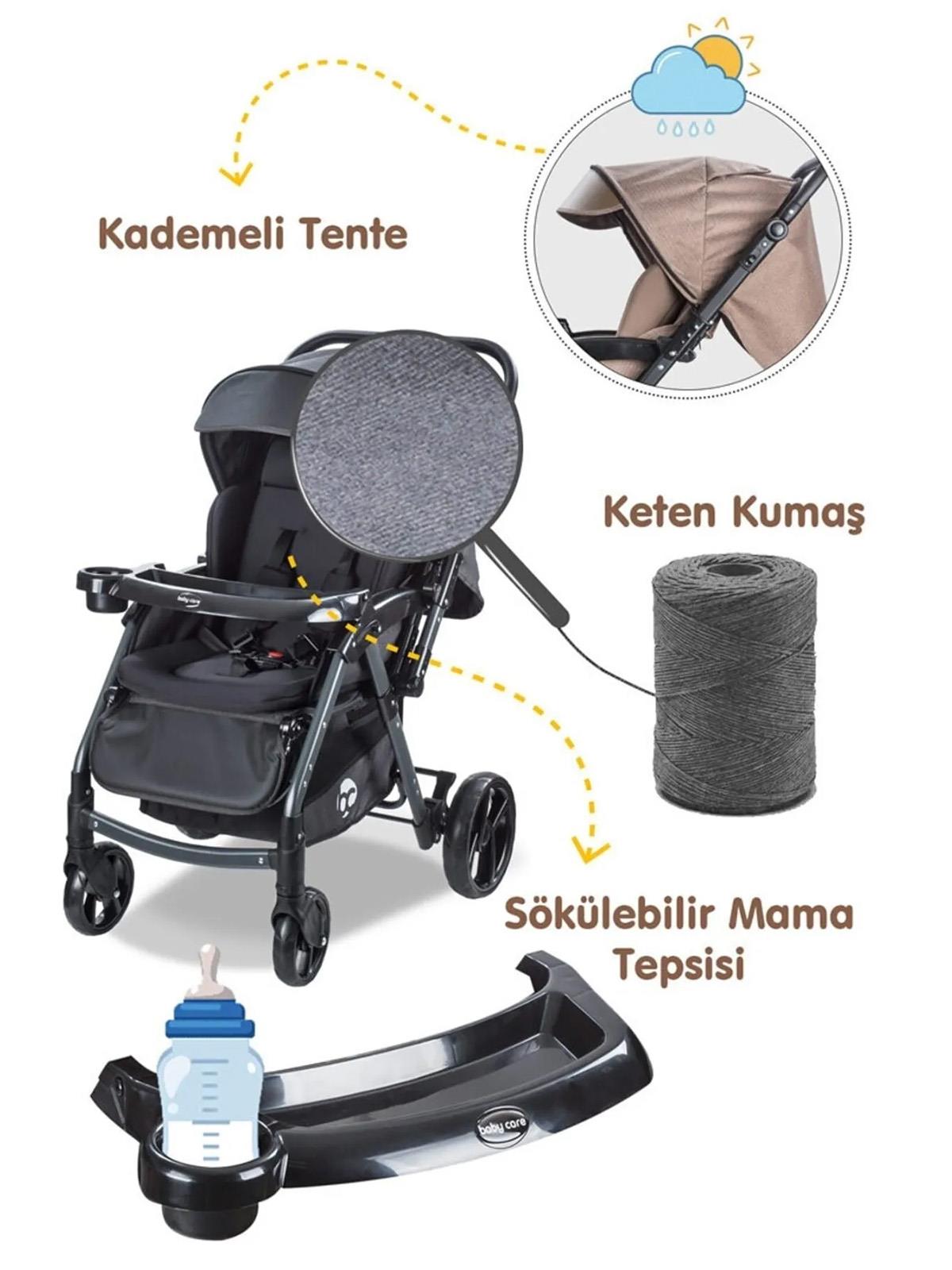 Babycare Combo Maxi Pro Çift Yönlü Bebek Arabası - Siyah