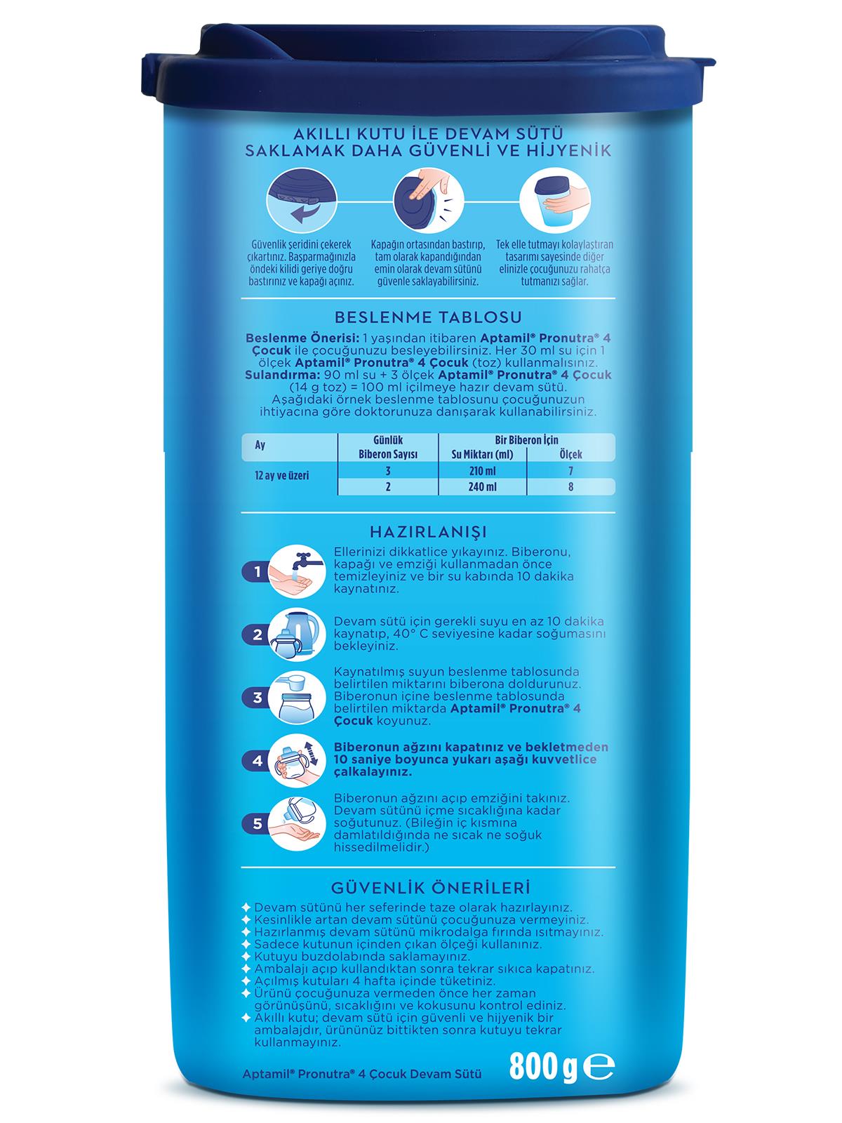 Aptamil 4 Çocuk Devam Sütü 800 g 1 Yaş+ Akıllı Kutu