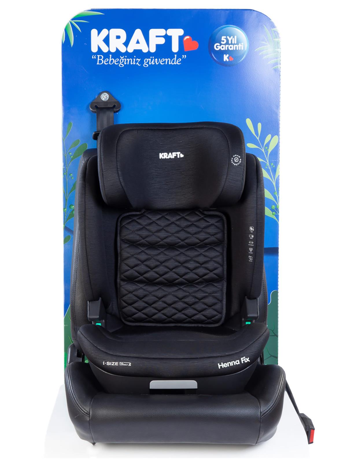 Kraft Henna Fix I-Size Oto Koltuğu 15-36 Kg (100-150 Cm) - Siyah