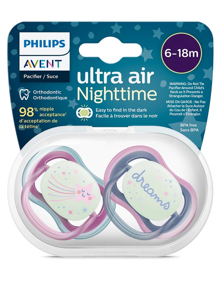 Philips Avent SCF376/14 Ultra Air Gece Emziği 6-18 Ay 2'li Paket Kız