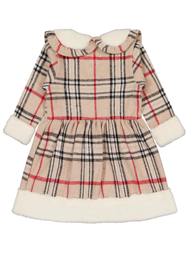 Timo U/K Kız Ekose 1-18 Ay Elbise - Bej