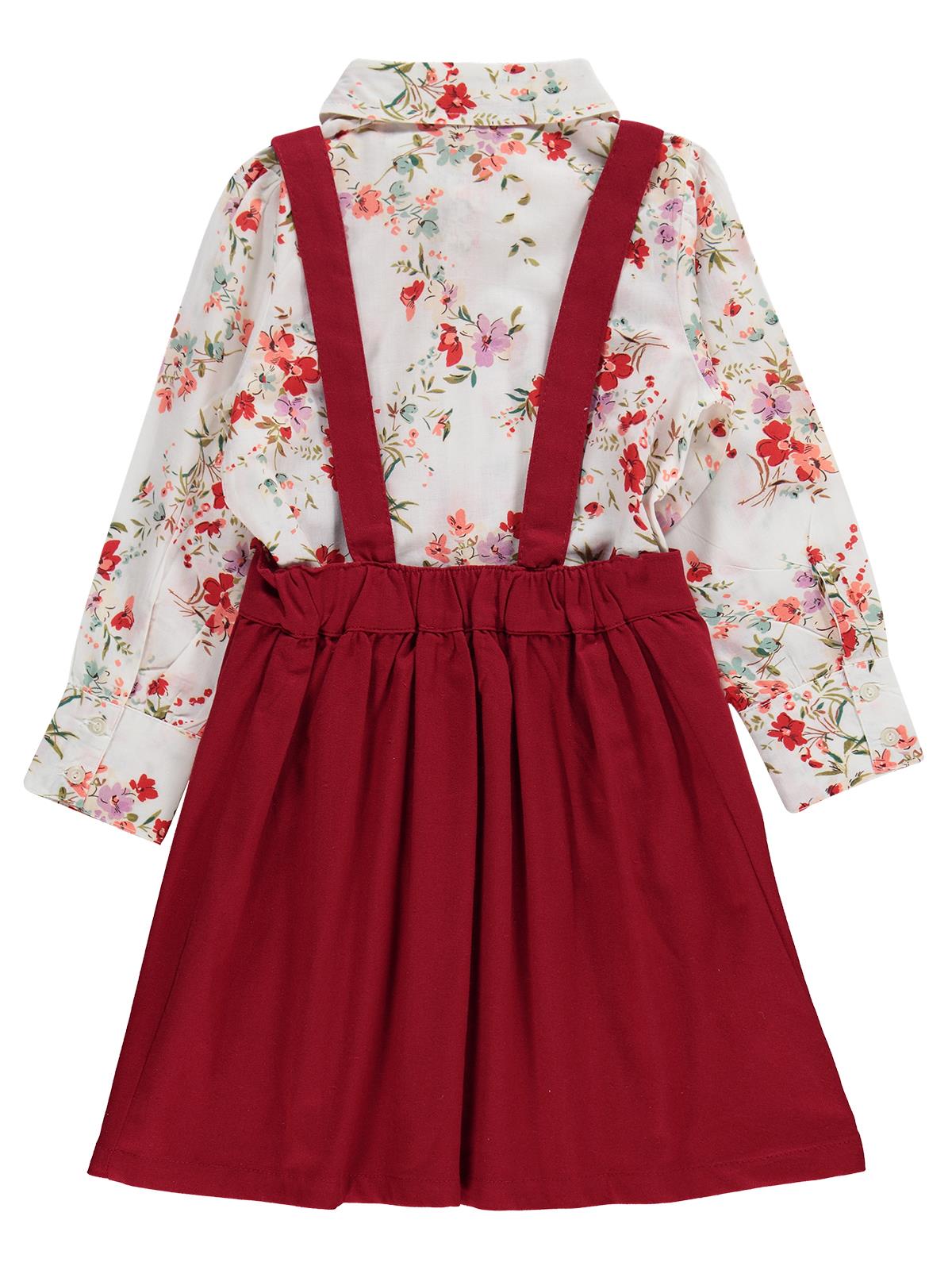 Zeyneva Timo Kız Gömlek Etek Takım - Kırmızı