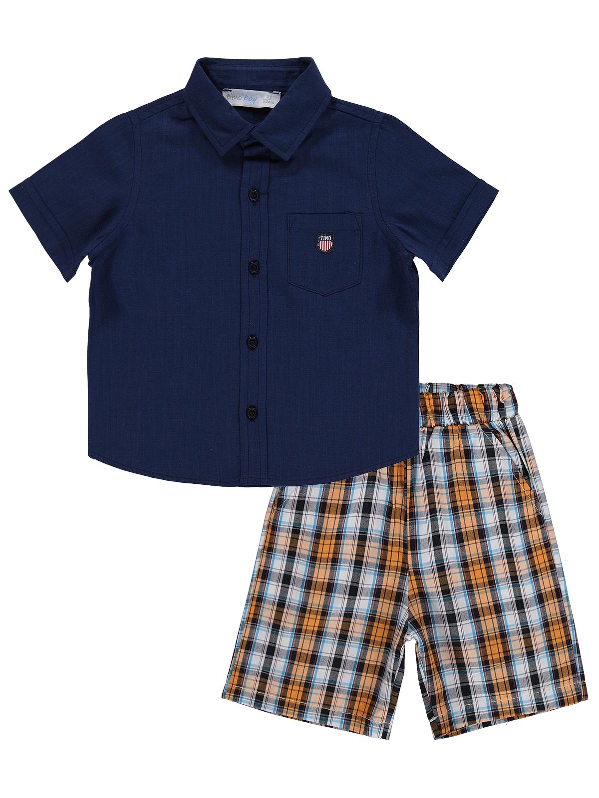 Zeyneva Timo Ekoseli Gömlekli Takım - Lacivert