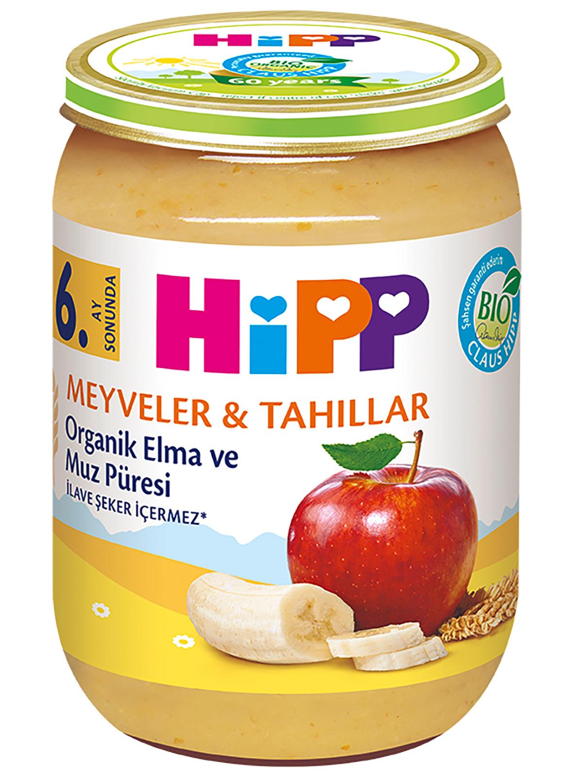 Hipp Organik Elma Muz Püresi Kavanoz Mama 190 gr +6 Ay