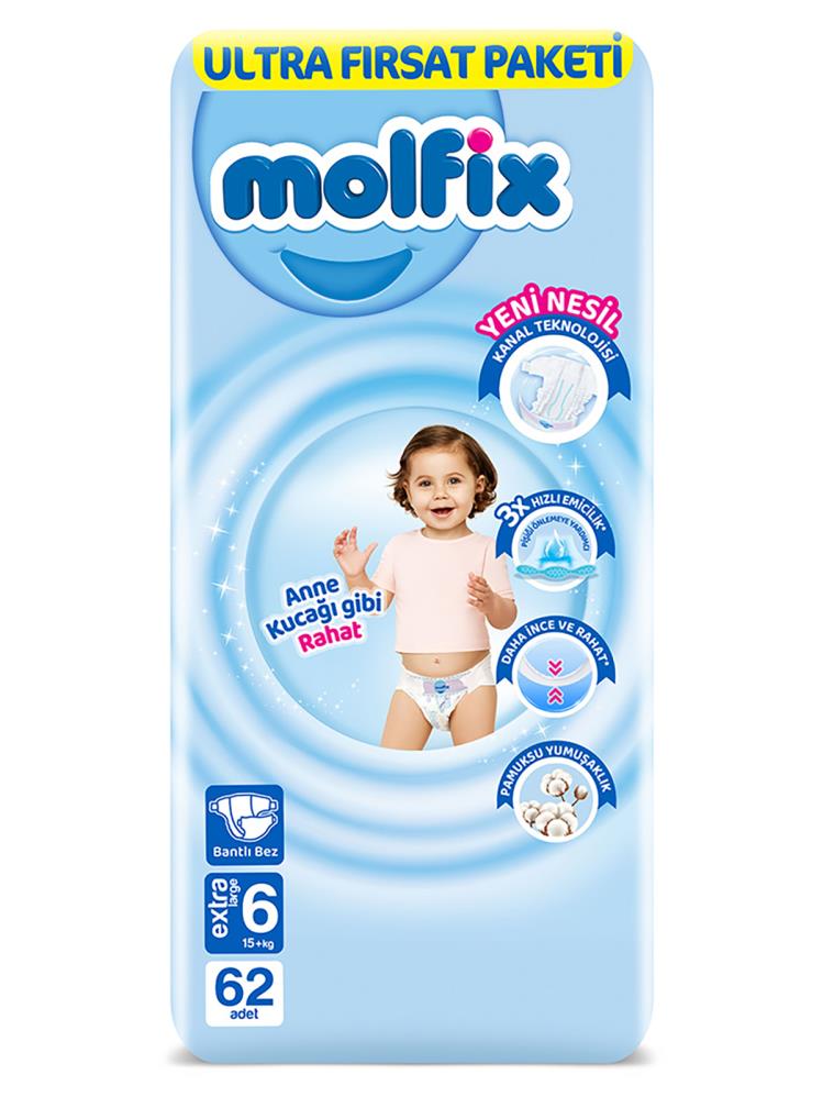 Molfix Bebek Bezi 6 Beden Ekstra Large Ultra Fırsat Paketi 62 Adet