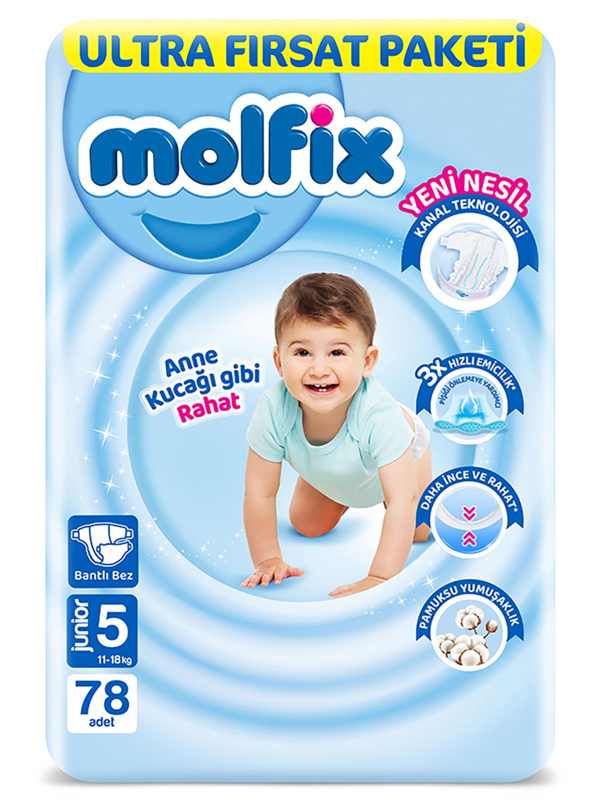 Molfix Bebek Bezi 5 Beden Junior 78'li Süper Fırsat Paketi