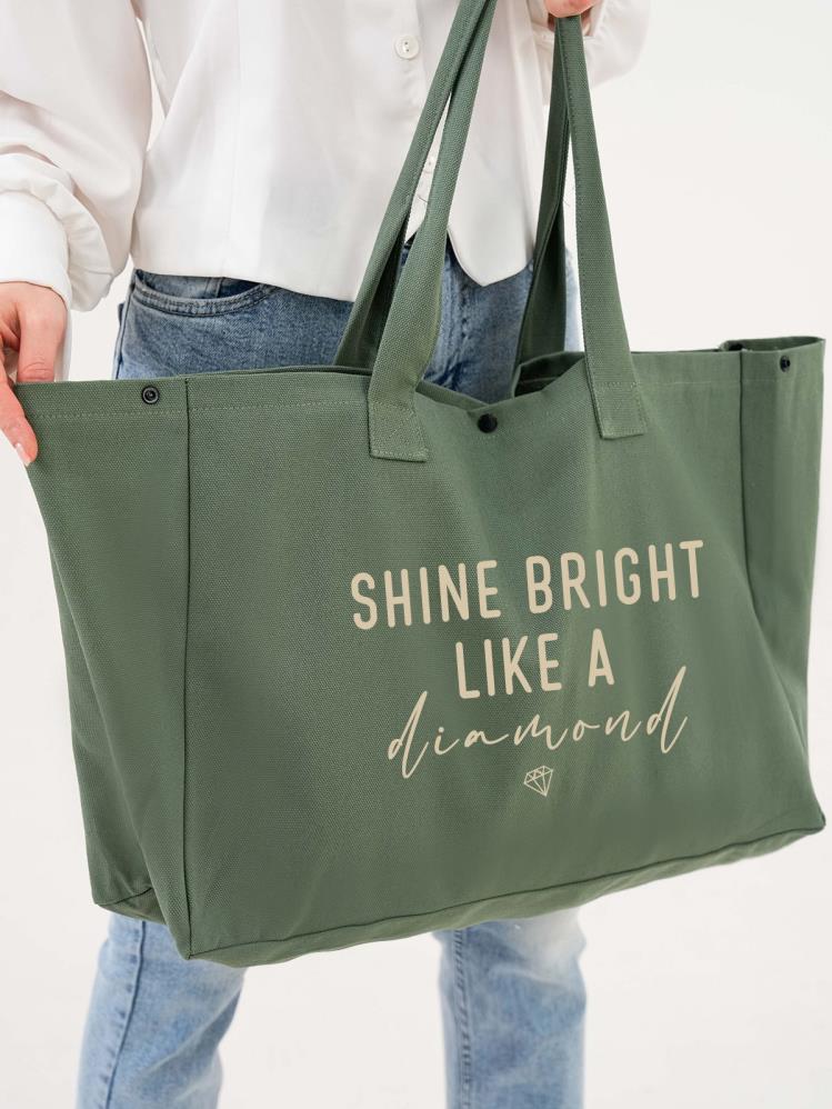 Shine Bright Like a Baskılı Çanta