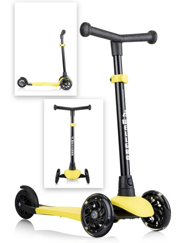 Wellgro Işıklı 3 Tekerli Yükseklik Ayarlı Scooter - Sarı