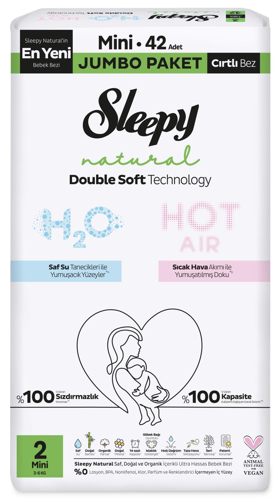 Sleepy Naturel Double Soft Jumbo Mini 42 adet