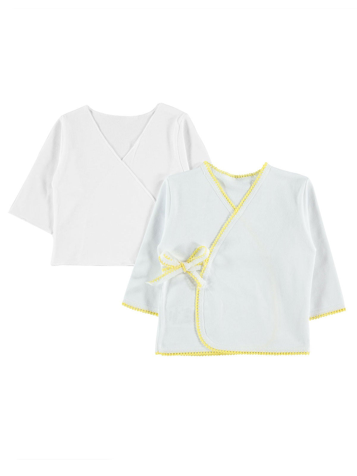 Civil Baby a Renkli Dantelli 0-1 Ay Unisex İç Dış Zıbın Takımı - Sarı