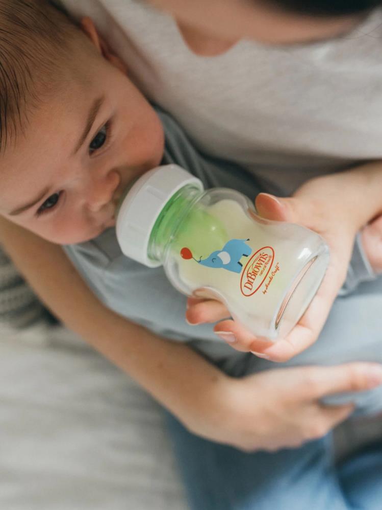 Dr. Browns Geniş Ağız Anti-Kolik Cam Biberon 150 ml Fil Desenli