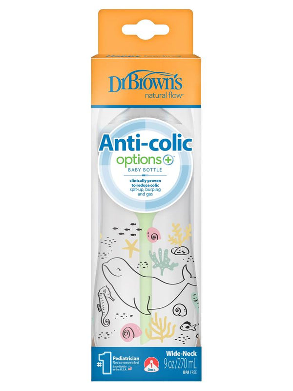Dr. Browns Geniş Ağız Anti-Kolik PP Biberon 270 ml Okyanus Balina Desenli
